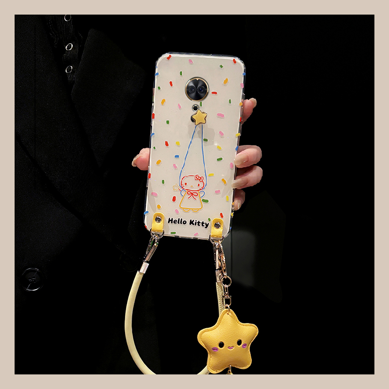 手机壳硅胶帽子KT猫旋转星星挂件斜跨挂绳