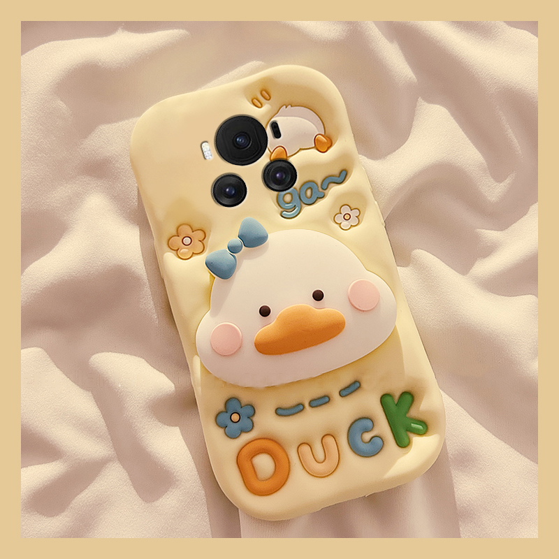 手机壳卡通呆萌英文鸭子带支架背带斜跨挂绳