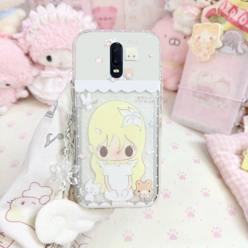 野有上秋适用oppor17手机壳r15x卡通r11splus带r11s天使r9挂件r9plus蕾丝r7s秋子r17pro女孩oppo可爱0pp0硅胶