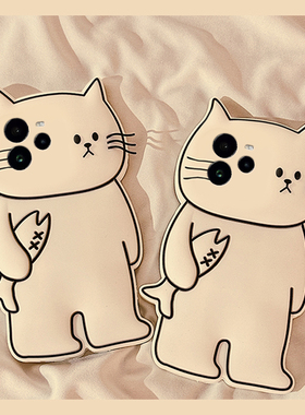 适用oppo真我13pro+手机壳12白色11立体neo7线条gt6小猫gt5卡通q3小鱼v11趣味v25创意gtneo十realme硅胶软壳p