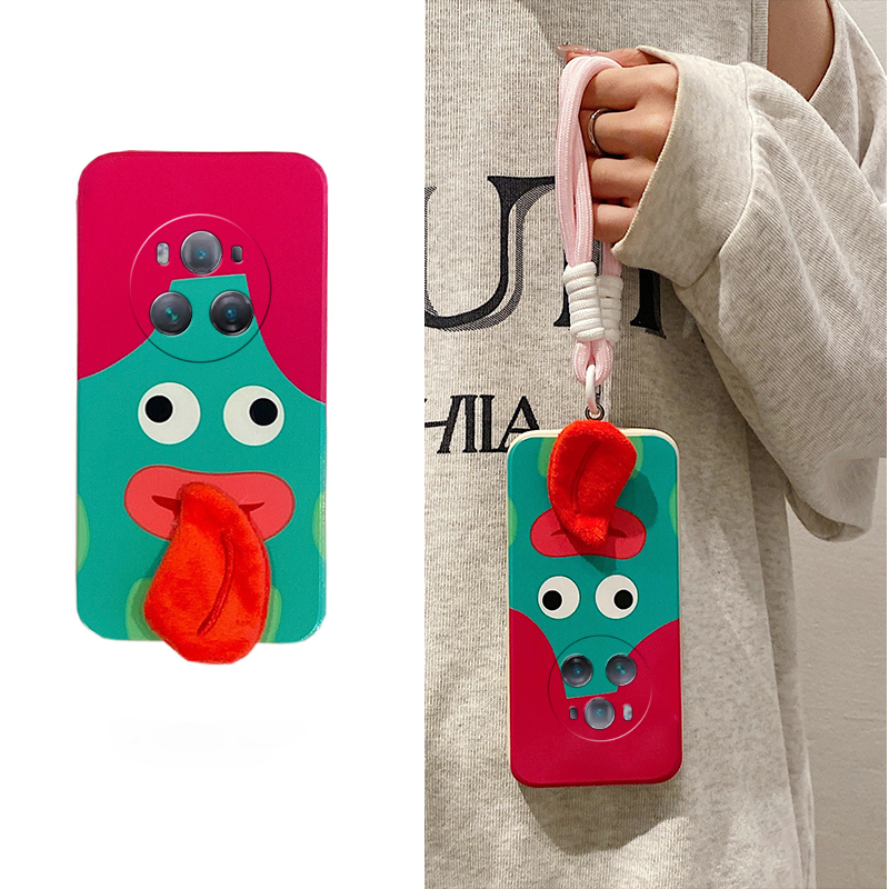 手机壳丑萌表情毛绒磁吸舌头带手链斜跨挂绳