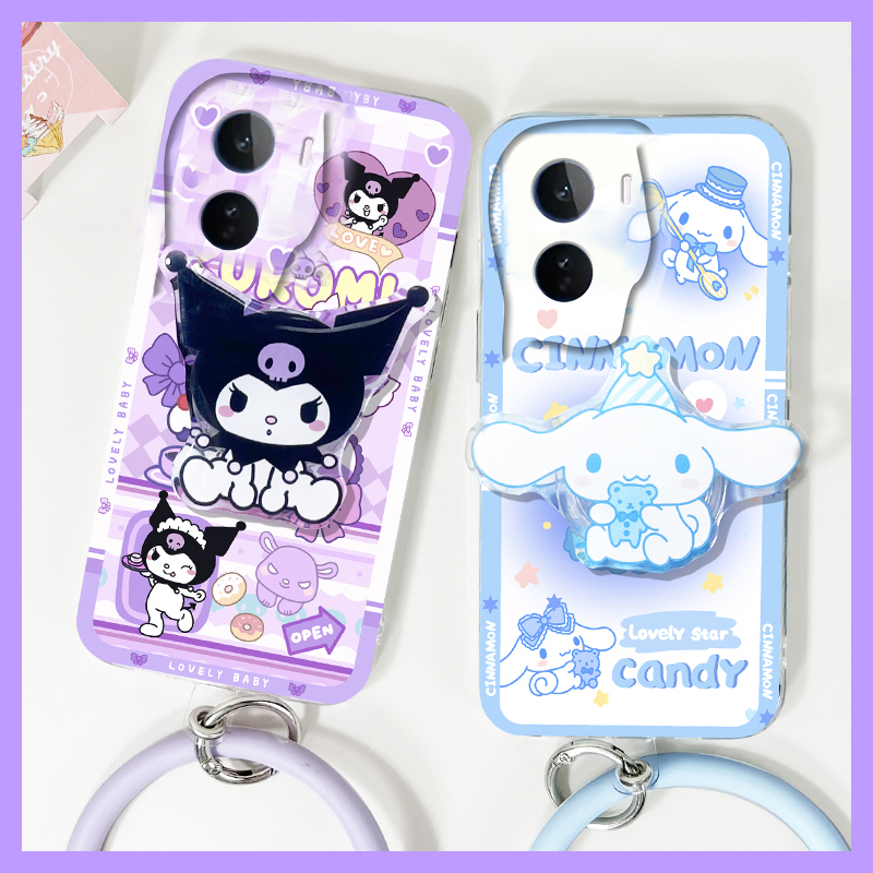 手机壳透明可爱卡通库洛米玉桂狗带支架手环