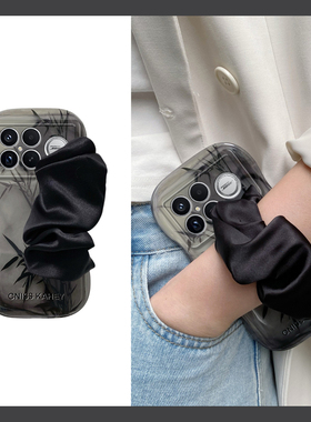 晕染水墨黑色适用小米红米k90手机壳k90promax褶皱k90pro丝巾por腕带暗黑redmik竹子新款超火防摔保护套硅胶p