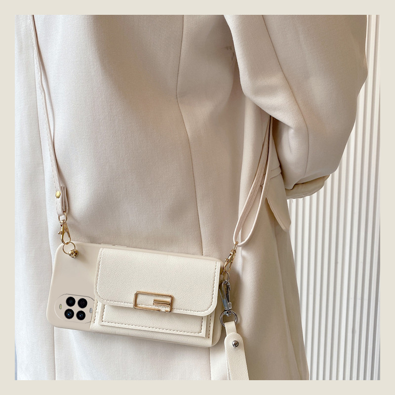 手机壳硅胶简约回字扣卡包零钱包带斜跨挂绳