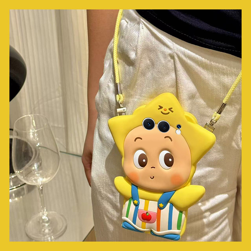 背带裤星星人适用华为荣耀500pro手机壳500卡通立体por带