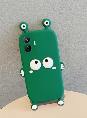 适用vivoy300gt手机壳y300pro+卡通y200i立体100青蛙y97煤球y95可爱u1超萌y67趣味y76s绿色十vivo硅胶软壳女p