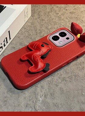 红色皮质小马适用oppoa5pro手机壳a2x新年a1秋冬a11x毛绒a9蝴蝶结a32卡通a72马年a58a97仿皮a93a96a56女a92s