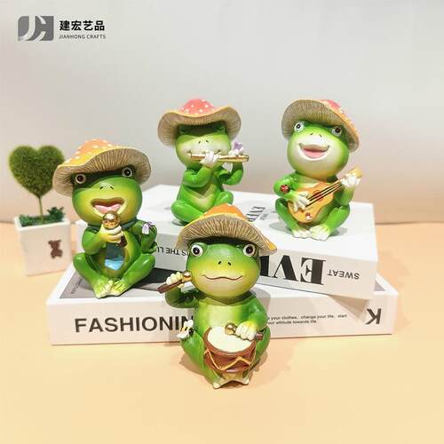 蛙件创意微景观庭院花园可爱动物家居青办公摆桌音乐青蛙装饰脂工