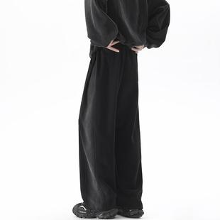 宽松垂感卫裤 重磅渐变水洗磨白黑色休闲裤 长 男春秋季 ZSEE弯刀裤