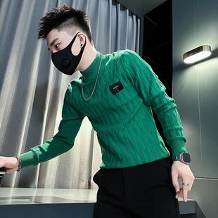 秋冬季半高领毛衣男款高级感潮牌上衣2025新款痞帅保暖针织打底衫