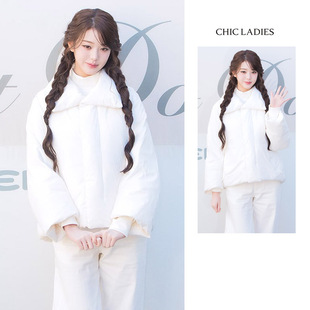 张元英同款超好看保暖短款白色羽绒服女冬90白鸭绒加厚面包服外套