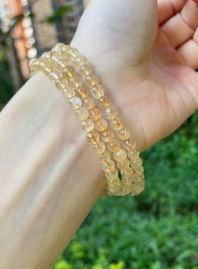 天然发晶水晶小米珠三圈手串DIY半成品手链项链串珠饰品配件