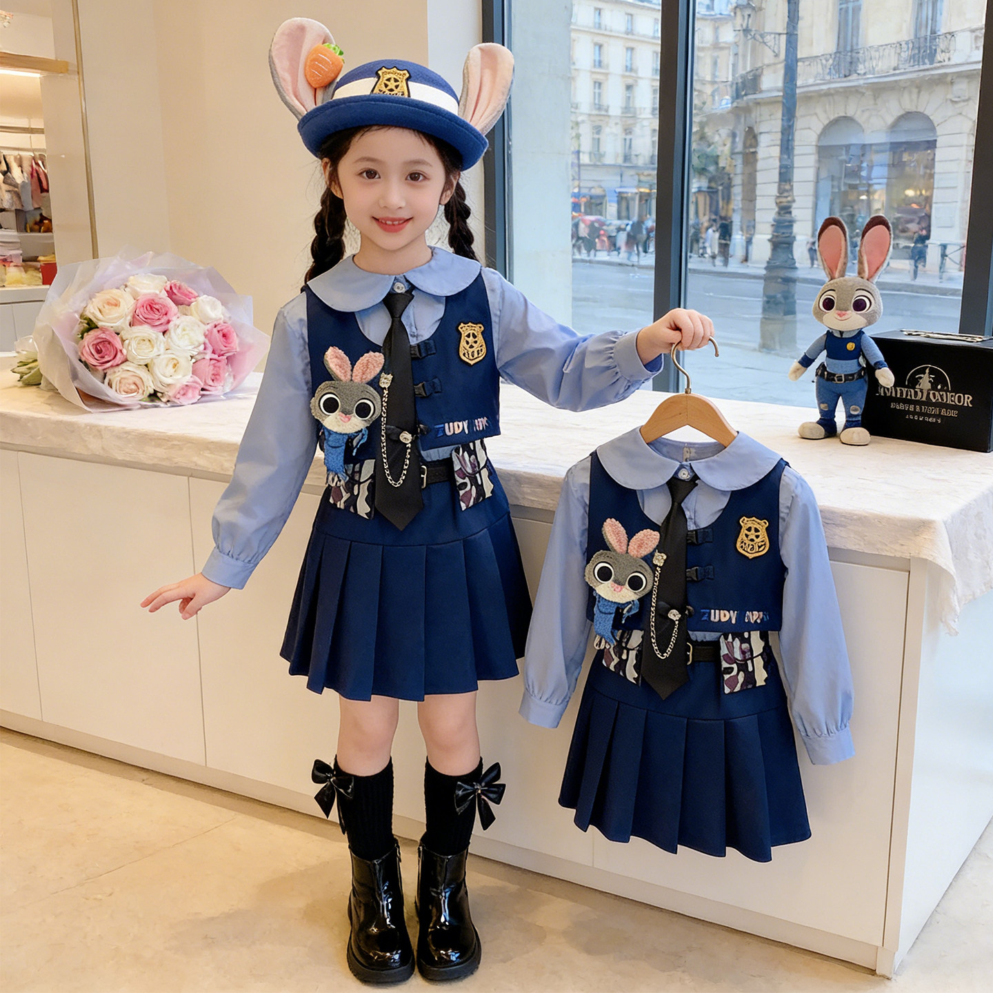 2026女童学院风连衣裙朱迪兔子警官衣服儿童jk套装裙春季新款裙子,童装/婴儿装/亲子装,连衣裙,淘宝优惠券,粉丝福利购,淘宝优惠卷