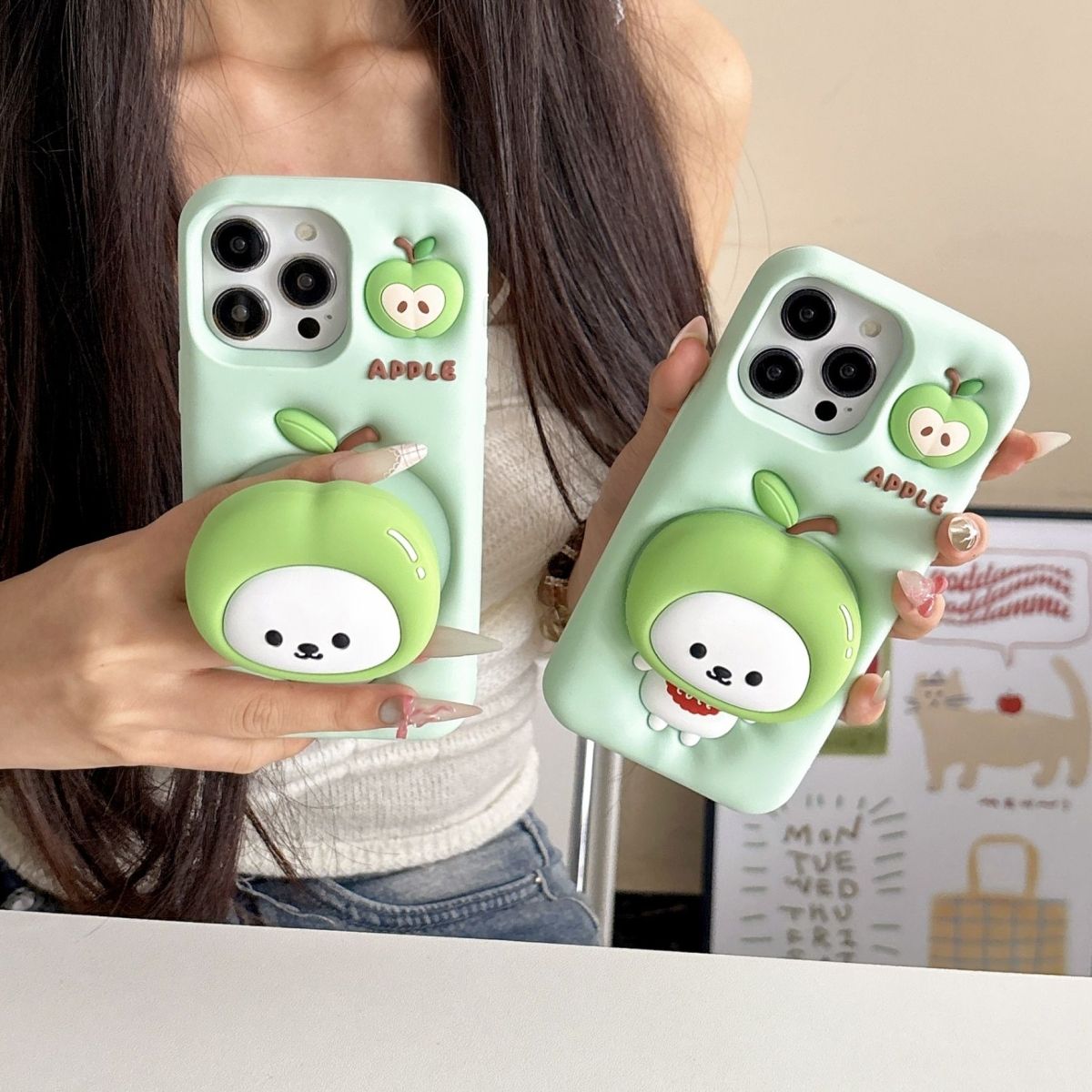 自嘲熊苹果16手机壳iphone14立体13proMax硅胶12支架15新款plus创意十六可爱十五pr0超萌全包防摔十四ipone女