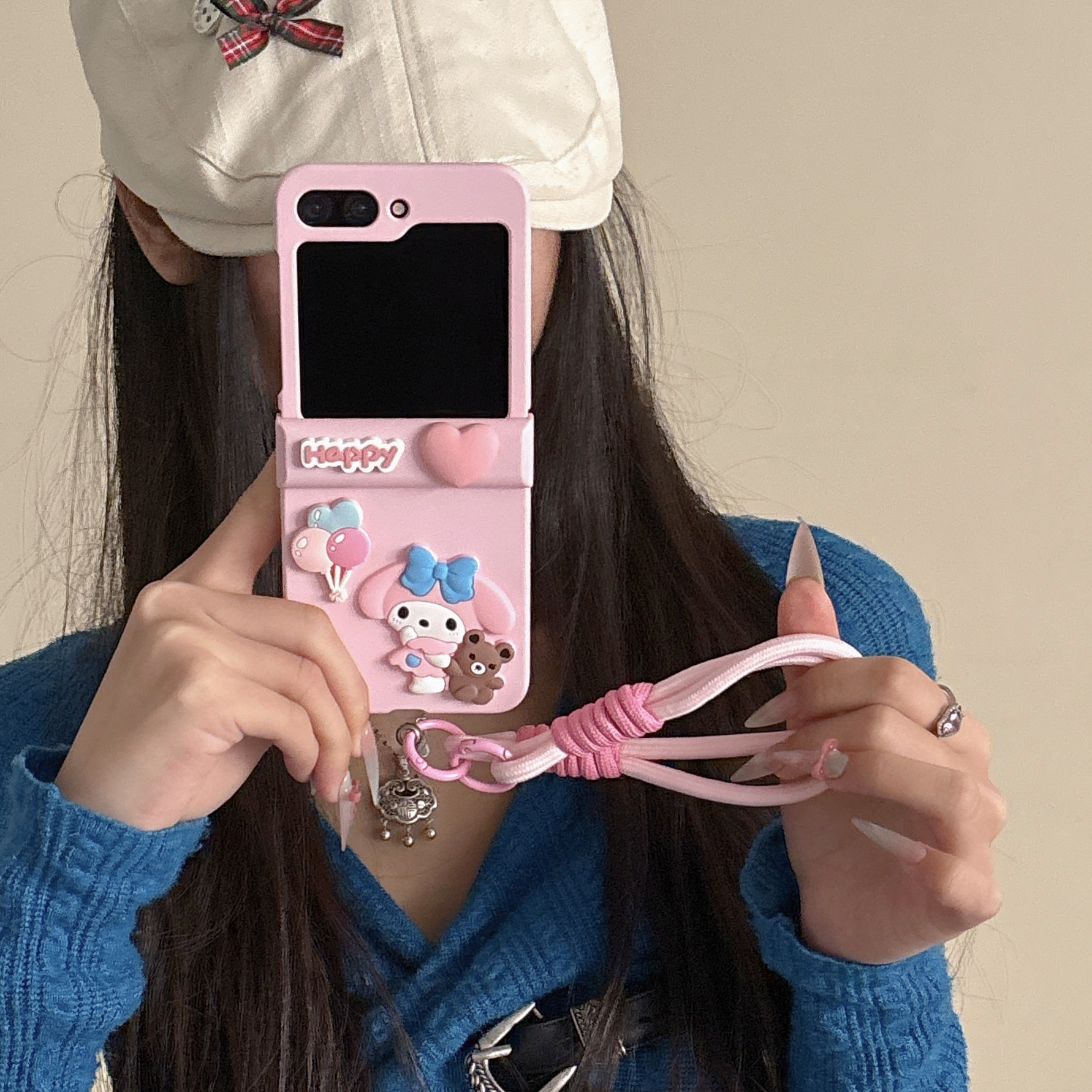美乐蒂vivoxflip手机壳OPPOFindN2Flip小熊N3挂绳折叠屏小米MIXFlip腕带努比亚Flip折叠款全包防摔卡通可爱女