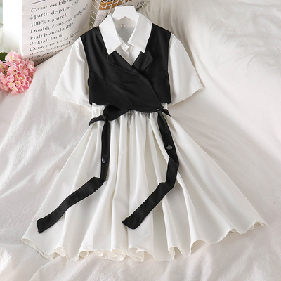 Vintage Gothic Lolita Dress Women Harajuku Black Bandage Whi