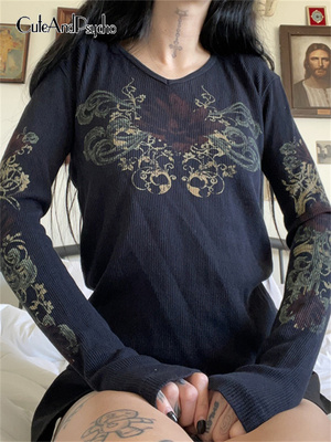 Retro Fairycore Grunge New Clothes Graphic Print Dark Academ