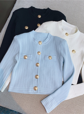 Woman Cropped Cardigan Fashion Women Sweaters Elegant Button