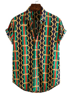 Men's Short Sleeve Male Shirts for Mens Social Luxury Man De