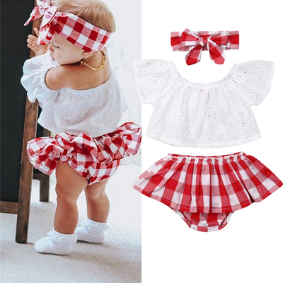 Cute Newborn Baby Girl Summer Clothes 3pcs Off Shoulder Tops