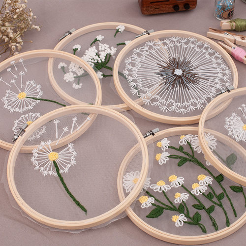 DIY Flowers Plants Pattern Embroidery Set Needlework Tools P
