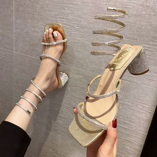 2022 Summer Women's Sandals Fashion Luxury Club Square Toe R