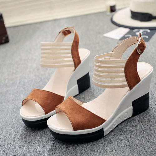 new Fashion Wedge Women Shoes Casual Belt Buckle High Heel S
