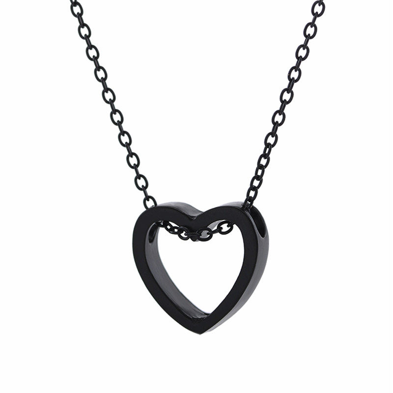Fashion Heart Necklace For Women Black Gold Sliver Color Met