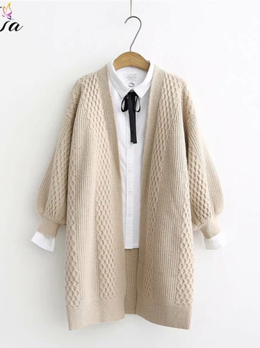 H.SA Winter Long Sweater Cardigans Women 2021 Lantern Sleeve