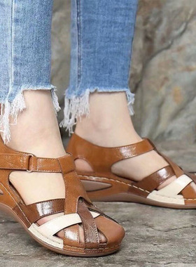 Female Slippers Round Toe Vintage Women Sandals Sewing Ladie