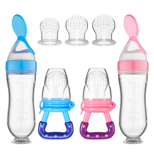 Silicone Squeezing Feeding Bottle Spoon Bottle Feeder Newbor