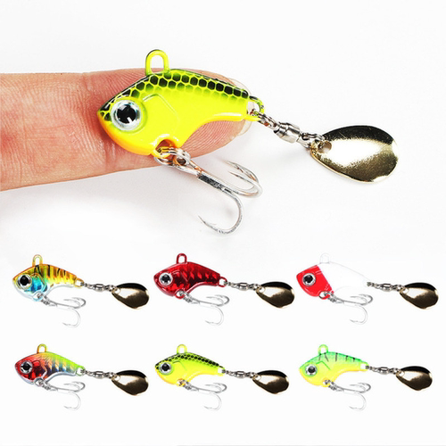 1Pcs Rotating Metal VIB Vibration Bait Spinner Spoon Fishing