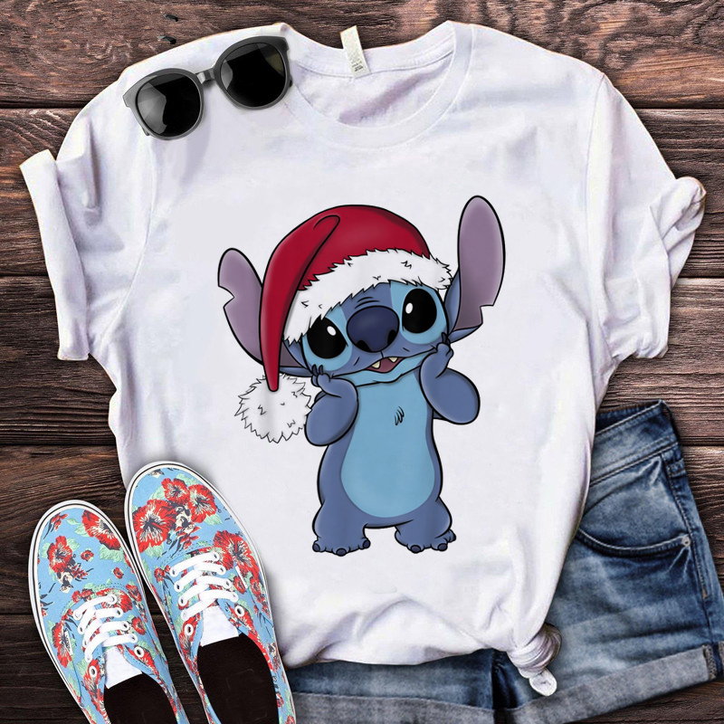 Lilo Stitch Kawaii Christmas Anime T Shirt Women Funny Ohana