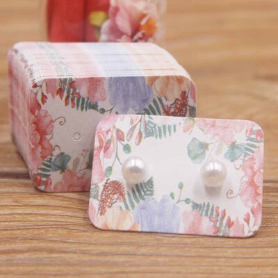 100PC multi flower pattern small earring paper package card