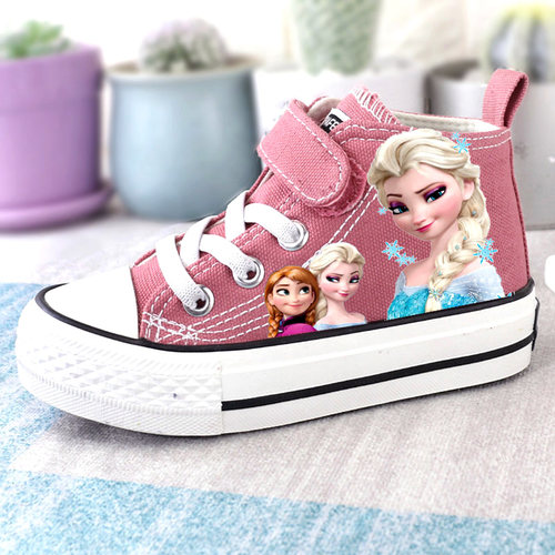 cartoon girl princess elsa shoes high-top children's canvas