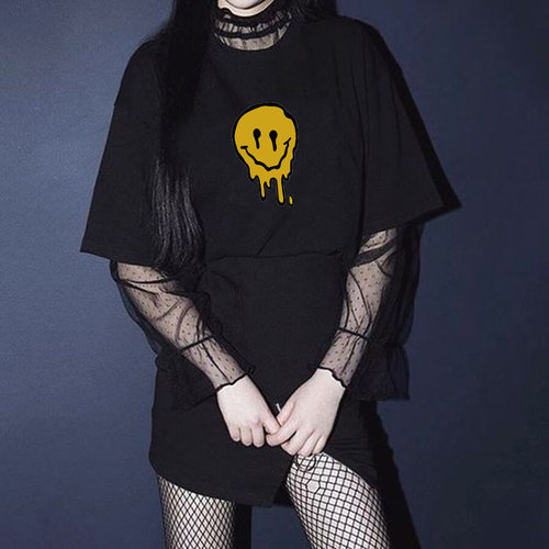 Ins Tshirt for women Japanese summer T-shirt O-Neck chic smi