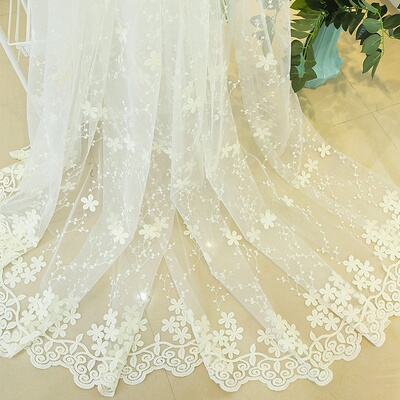 Embroidered Lace Curtains for Bedroom Sheer Elegant Organza