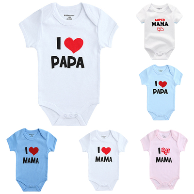 Baby boy clothes Mama Papa Soft Short Sleeve 100%Cotton over