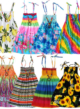 Summer Girls Floral Dress Sling Ruffles Bohemian Beach Princ