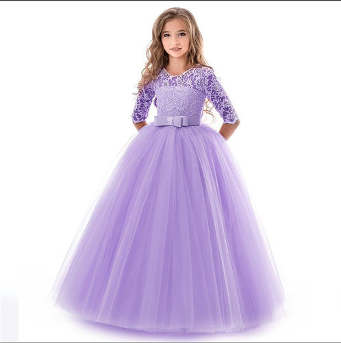 Flower Girl Wedding Banquet Lace Long Dress For Kids Elegant