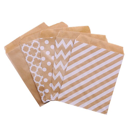 25Pcs 18x13cm Kraft Paper Biscuit Candy Bags Gift Packing Po