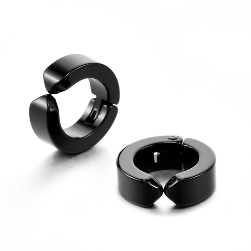 1 Pair Men's Stainless Steel Non-Piercing Earring Clip On Ea
