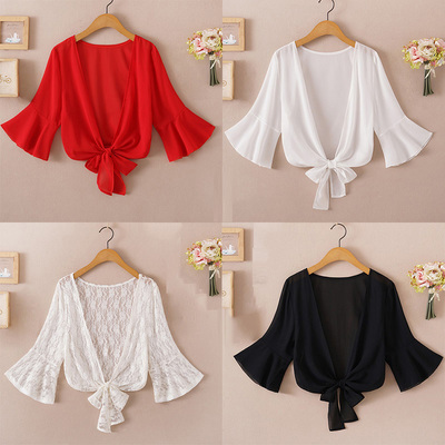 Summer Blouses For Women  Woman V Neck Tie Waist Blouse Shir