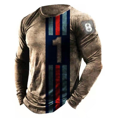 Vintage T Shirts 3d Printed Casual Long Sleeves Men's Loose