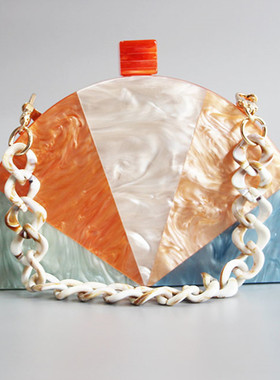 Half moon shape acrylic clasp Resin bead acetate box clutche