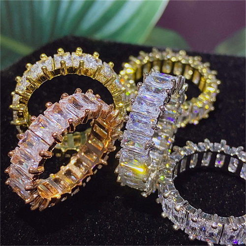 Ekopdee Luxury Band Zircon Rings For Women Eternity Promise