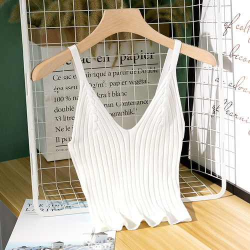 Women Sexy Knitted Crop Top Crop Sleeveless Cropped Vest Sli