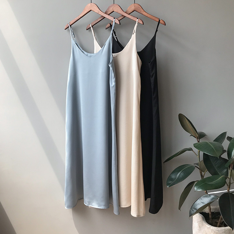 New Arrival Women V-Neck Sleeveless Women Vintage Satin Summ