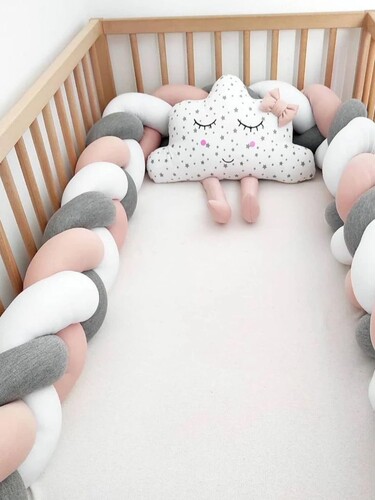 Baby Bumper Bed Braid Knot Pillow Cushion Bumper sse De Lit