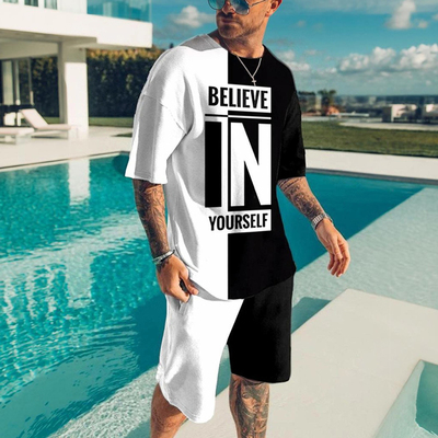 Two Pieces Set Tracksuit Men's Oversized Clothes Vintage Set